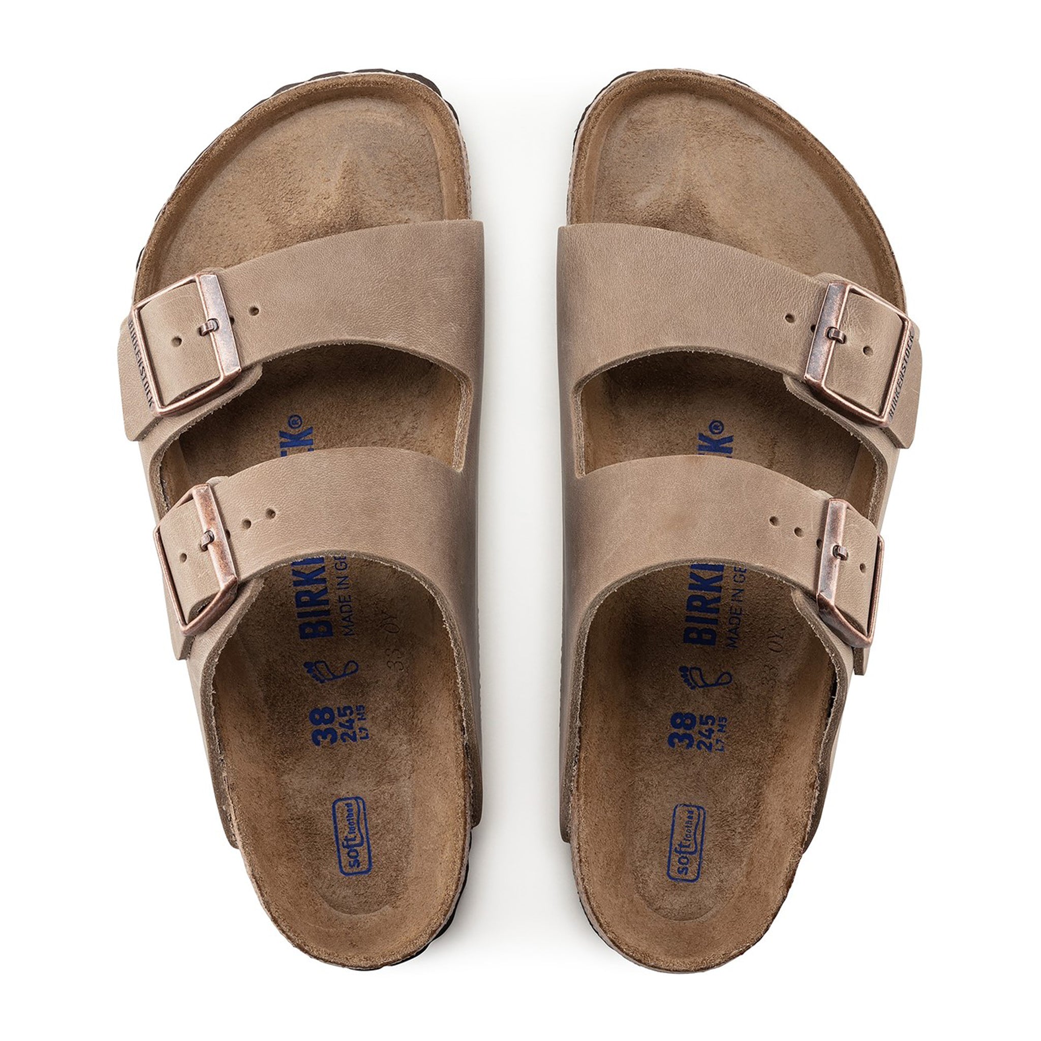 Top view of Birkenstock Arizona Sandals Oiled Tobacco 0660471